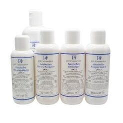 1x Basische Shampoo 250 ml 1x Basische Haarcreme 200 ml 1x Basische Douchegel 250 ml 1x Basische Bodylotion 250 ml 1x Basische Lichaamspeeling 500 ml